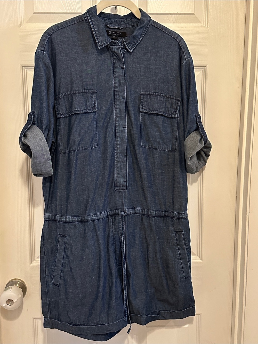 AllSaints Jura Playsuit Dark Blue Denim Jumpsuit